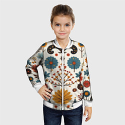 Бомбер детский Осенние орнаменты, цвет: 3D-белый — фото 2