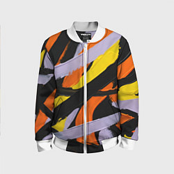 Бомбер детский Полоски краски абстракция, цвет: 3D-белый