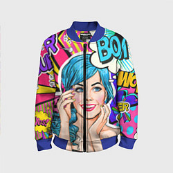 Бомбер детский Pop art, цвет: 3D-синий