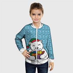 Бомбер детский Новогодний мишка, цвет: 3D-белый — фото 2