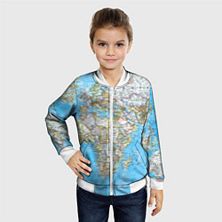 Бомбер детский Карта мира - политическая, цвет: 3D-белый — фото 2