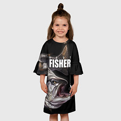 Платье клеш для девочки Лучший рыбак, цвет: 3D-принт — фото 2