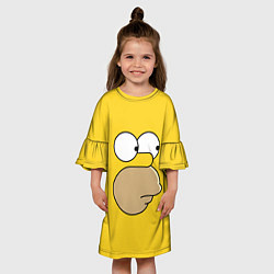 Платье клеш для девочки Лицо Гомера, цвет: 3D-принт — фото 2
