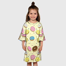 Платье клеш для девочки Сладкие пончики, цвет: 3D-принт — фото 2