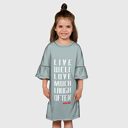 Платье клеш для девочки Живи, Люби, Смейся, цвет: 3D-принт — фото 2