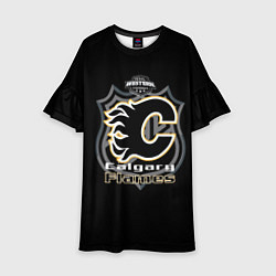 Платье клеш для девочки Calgary Flames Team, цвет: 3D-принт