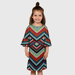 Платье клеш для девочки Узоры вышивки, цвет: 3D-принт — фото 2
