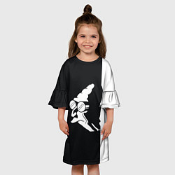 Платье клеш для девочки Grandfather: Black & White, цвет: 3D-принт — фото 2