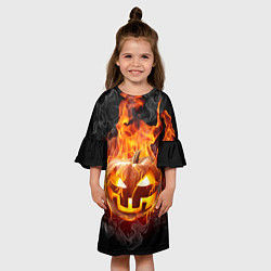 Платье клеш для девочки Огненная стихия хэллоуин, цвет: 3D-принт — фото 2