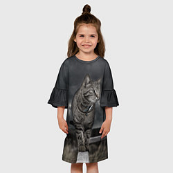 Платье клеш для девочки Кот, цвет: 3D-принт — фото 2