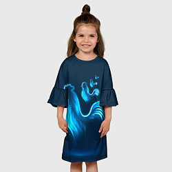 Платье клеш для девочки Петух: символ 2017, цвет: 3D-принт — фото 2