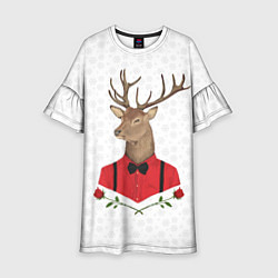 Платье клеш для девочки Christmas Deer, цвет: 3D-принт