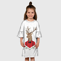 Платье клеш для девочки Christmas Deer, цвет: 3D-принт — фото 2