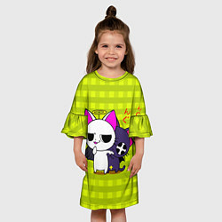 Платье клеш для девочки Аниме котики, цвет: 3D-принт — фото 2