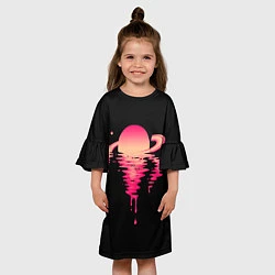 Платье клеш для девочки Отражение Сатурна, цвет: 3D-принт — фото 2