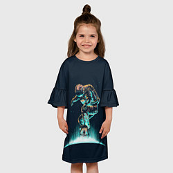 Платье клеш для девочки Планетарный скейтбординг, цвет: 3D-принт — фото 2