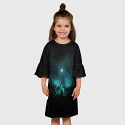 Платье клеш для девочки Взгляд на звезды, цвет: 3D-принт — фото 2