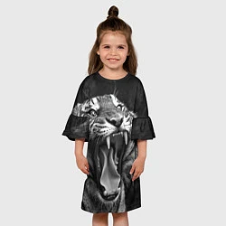 Платье клеш для девочки Гнев тигра, цвет: 3D-принт — фото 2