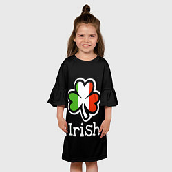 Платье клеш для девочки Irish - tricolor clover, цвет: 3D-принт — фото 2