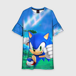 Платье клеш для девочки Sonic Boom, цвет: 3D-принт