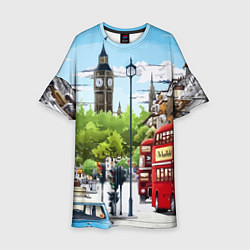 Платье клеш для девочки Улицы Лондона -Big Ben, цвет: 3D-принт