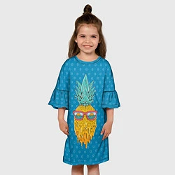 Платье клеш для девочки Ананасовое лето, цвет: 3D-принт — фото 2