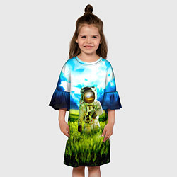 Платье клеш для девочки Первый на Земле, цвет: 3D-принт — фото 2
