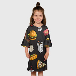 Платье клеш для девочки Food, цвет: 3D-принт — фото 2