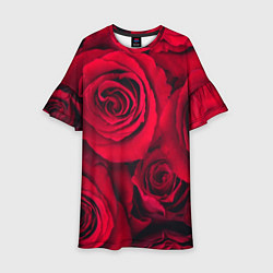 Платье клеш для девочки Паттерн из роз, цвет: 3D-принт