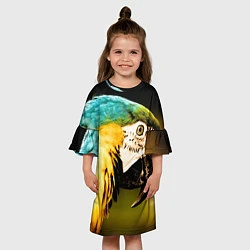 Платье клеш для девочки Улыбка попугая, цвет: 3D-принт — фото 2
