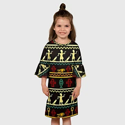 Платье клеш для девочки Египетский узор, цвет: 3D-принт — фото 2