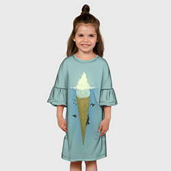 Платье клеш для девочки Мороженко, цвет: 3D-принт — фото 2