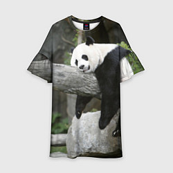 Платье клеш для девочки Большая уставшая панда, цвет: 3D-принт