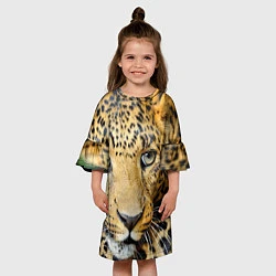 Платье клеш для девочки Улыбка леопарда, цвет: 3D-принт — фото 2