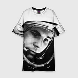 Платье клеш для девочки Гагарин космонавт, цвет: 3D-принт