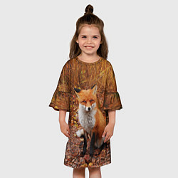 Платье клеш для девочки Осенняя лиса, цвет: 3D-принт — фото 2