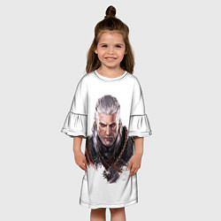 Платье клеш для девочки Геральт из Ривии, цвет: 3D-принт — фото 2