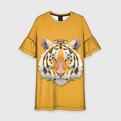 Платье клеш для девочки Геометрический тигр, цвет: 3D-принт