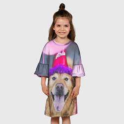 Платье клеш для девочки Birthday Dog, цвет: 3D-принт — фото 2