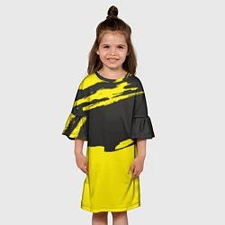 Платье клеш для девочки Чёрно-жёлтый, цвет: 3D-принт — фото 2