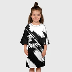 Платье клеш для девочки Чёрно-белый, цвет: 3D-принт — фото 2