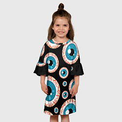 Платье клеш для девочки Глаза, цвет: 3D-принт — фото 2
