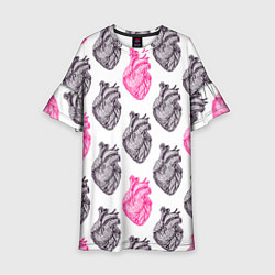 Платье клеш для девочки Сердца 1, цвет: 3D-принт