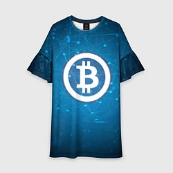 Платье клеш для девочки Bitcoin Blue, цвет: 3D-принт