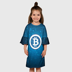 Платье клеш для девочки Bitcoin Blue, цвет: 3D-принт — фото 2