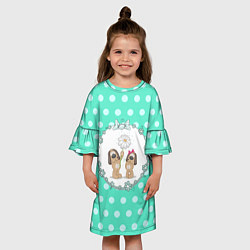 Платье клеш для девочки Нежные собачки, цвет: 3D-принт — фото 2