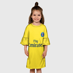 Платье клеш для девочки PSG FC: Yellow, цвет: 3D-принт — фото 2
