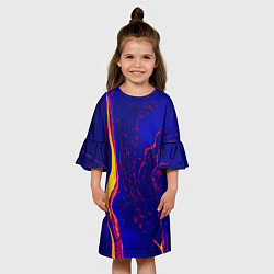 Платье клеш для девочки Ультрафиолетовые разводы, цвет: 3D-принт — фото 2