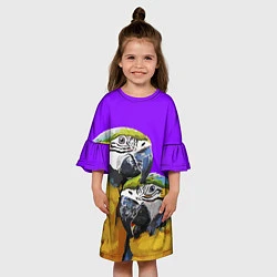 Платье клеш для девочки Попугайчики, цвет: 3D-принт — фото 2