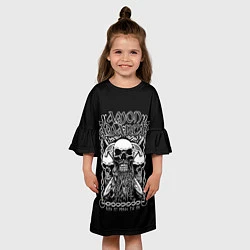 Платье клеш для девочки Amon Amarth: Trio Skulls, цвет: 3D-принт — фото 2
